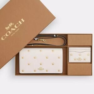 ❤️🌟Coach Boxed Anna Clutch Crossbody Bag And Card Case Set Star Print